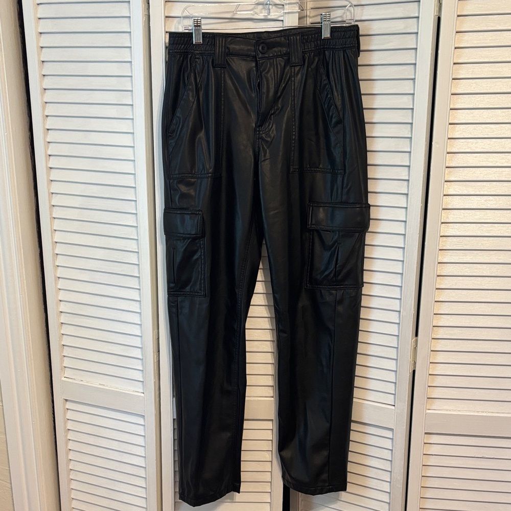 NWOT American Eagle Outfitters faux leather Black Cargo Pants